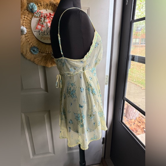 Vintage Secret Treasures butterfly garden ribbon trim slip robe set, size large - Picture 7 of 14